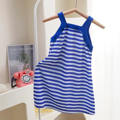 Kids Toddler Girls Casual Cute Cartoon Heart Smiley Print Sleeveless Strap Dress