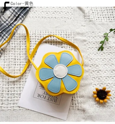Girl Fashion Cute Floral Shape Crossbody PU Leather Bag for Toddler