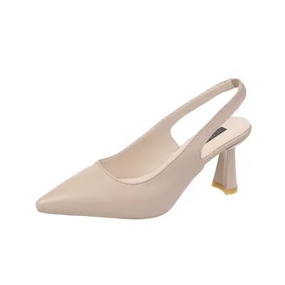 Women Fashion Solid Color Pointed Toe Heel Hollow Leisure Shoes