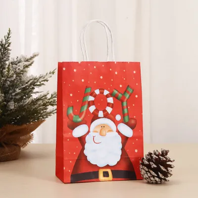 Christmas Fashion Printed Kraft Paper Gift Bag with Cartoon Style