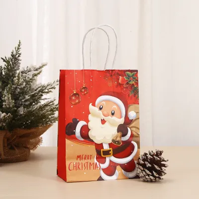 Christmas Fashion Printed Kraft Paper Gift Bag with Cartoon Style
