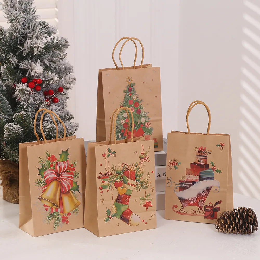 Christmas Fashion Printed Gift Wrapping Paper Bag by Kraft Paper