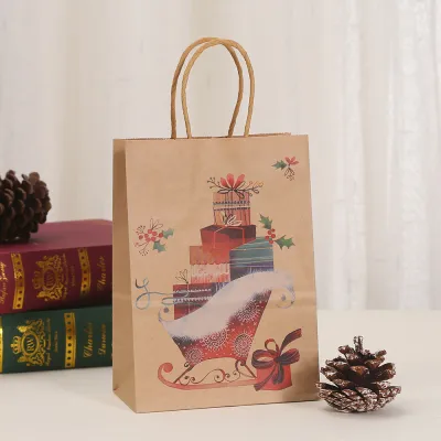 Christmas Fashion Printed Gift Wrapping Paper Bag by Kraft Paper