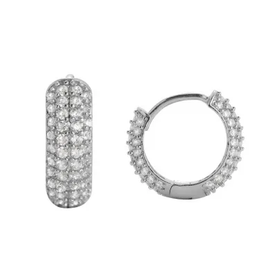 Women Fashion Round Zircon Circle Ear Buckle Geometric Copper Earrings