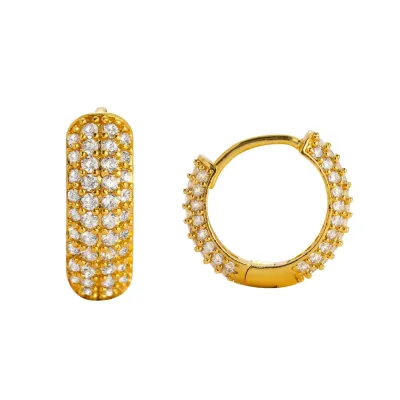Women Fashion Round Zircon Circle Ear Buckle Geometric Copper Earrings