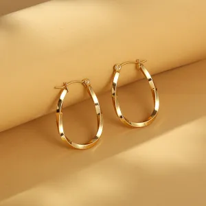 Women Fashion Twist U-Shaped Titanium Steel Earrings