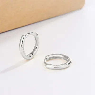 Women Fashion Simple Smooth Circle Hoop Earrings Copper One Piece