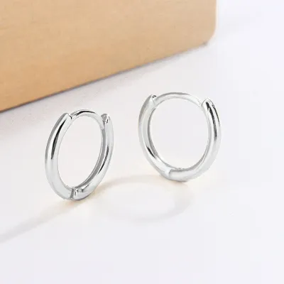 Women Fashion Simple Smooth Circle Hoop Earrings Copper One Piece