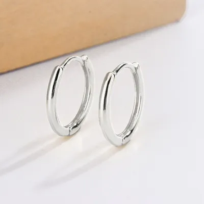 Women Fashion Simple Smooth Circle Hoop Earrings Copper One Piece