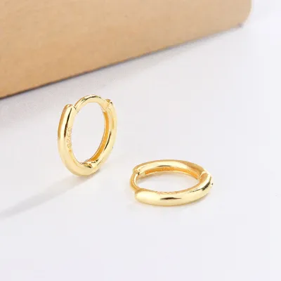 Women Fashion Simple Smooth Circle Hoop Earrings Copper One Piece