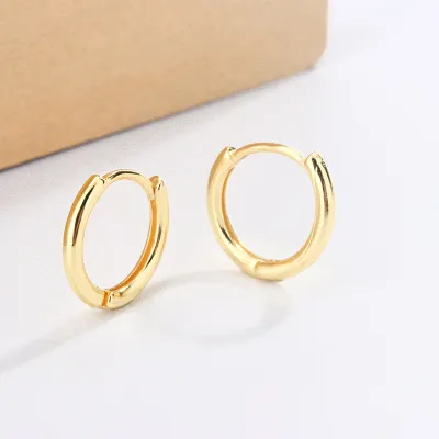 Women Fashion Simple Smooth Circle Hoop Earrings Copper One Piece