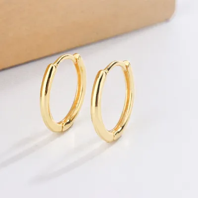 Women Fashion Simple Smooth Circle Hoop Earrings Copper One Piece