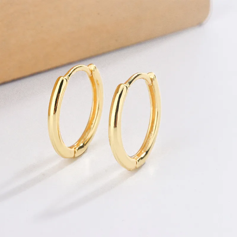 Women Fashion Simple Smooth Circle Hoop Earrings Copper One Piece