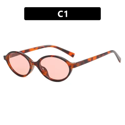 Women Oval Small Frame Sunglasses PC Frame AC Lens Personality Trend
