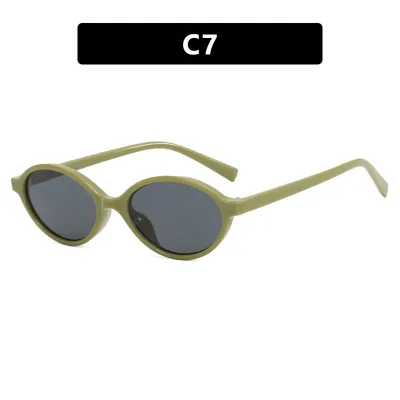 Women Oval Small Frame Sunglasses PC Frame AC Lens Personality Trend