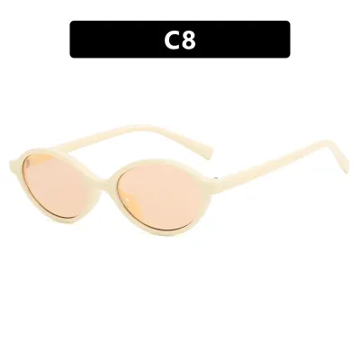 Women Oval Small Frame Sunglasses PC Frame AC Lens Personality Trend