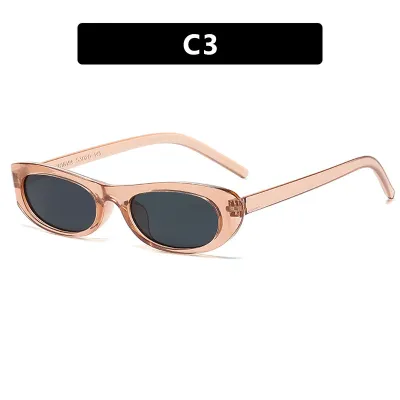 Women Fashion Retro Narrow Frame Oval Sunglasses