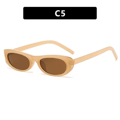 Women Fashion Retro Narrow Frame Oval Sunglasses