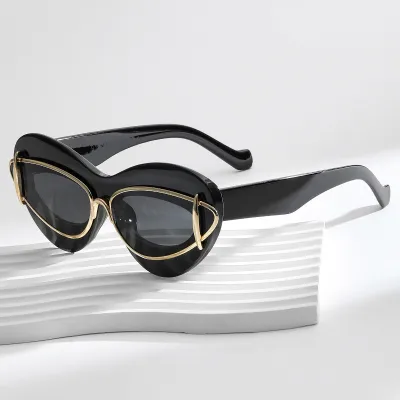 Neutral Fashion Minimalist Metal Circle Sunglasses