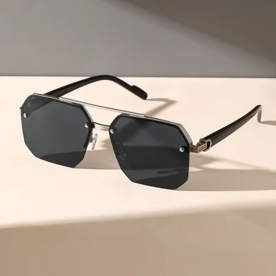 Men Fashion Simple Square Half-Frame Sunglasses
