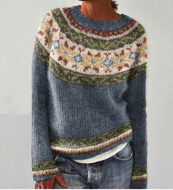 [送料込] Barrow Round Knit (4color) Wholesale Autumn And Winter Women Fashion Jacquard Round