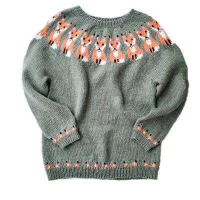 Autumn Winter Women Jacquard Color Block Loose Knit Sweater Crewneck Pullover