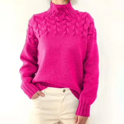 Autumn Winter Women Solid Color Turtle Neck Knitted Pullover Sweater