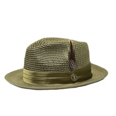 Fashion Solid Color Straw Hat With Feather Accent