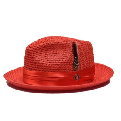 Fashion Solid Color Straw Hat With Feather Accent