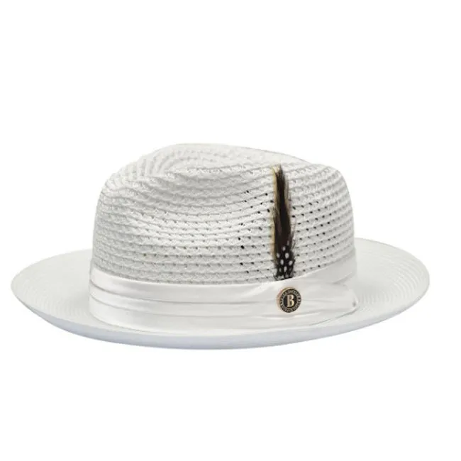 Fashion Solid Color Straw Hat With Feather Accent