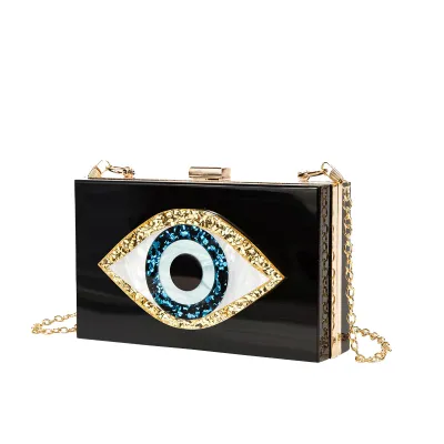 Women Elegant Evil Eye Acrylic Small Square Evening Bags