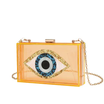 Women Elegant Evil Eye Acrylic Small Square Evening Bags