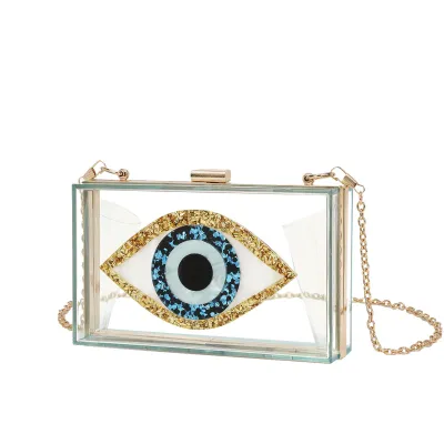 Women Elegant Evil Eye Acrylic Small Square Evening Bags