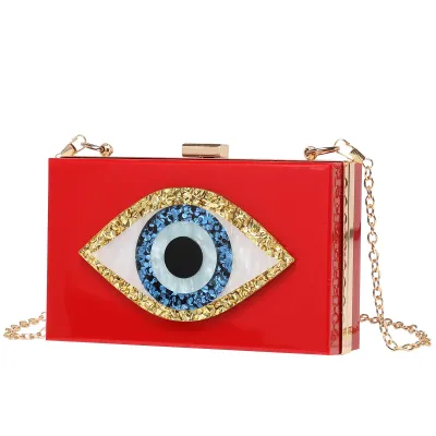 Women Elegant Evil Eye Acrylic Small Square Evening Bags