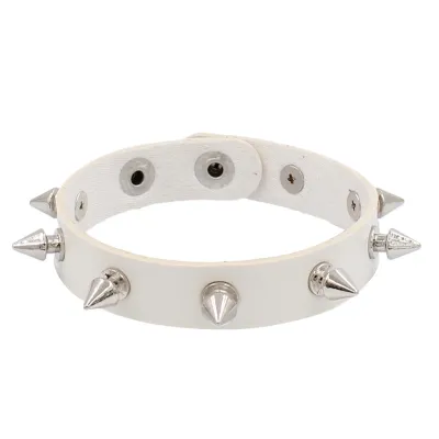 Women Fashion Punk Rivet Single Row Leather Bracelet