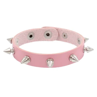 Women Fashion Punk Rivet Single Row Leather Bracelet