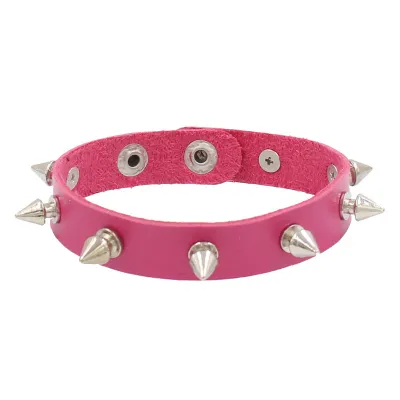 Women Fashion Punk Rivet Single Row Leather Bracelet