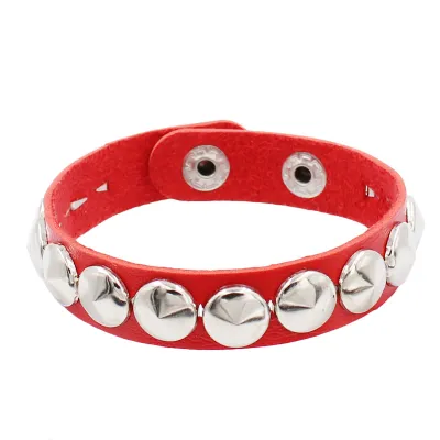 Women's Fashion Punk Style Round Studded Leather Bracelet