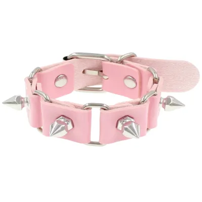 Women Fashion Punk Pointed Studded PU Leather Bracelet