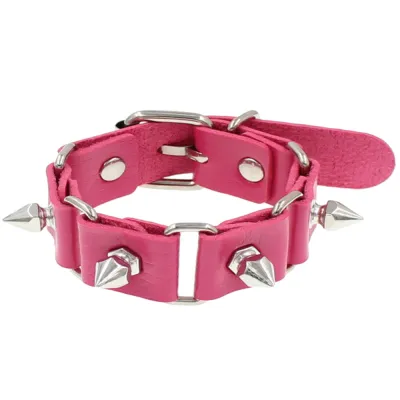 Women Fashion Punk Pointed Studded PU Leather Bracelet