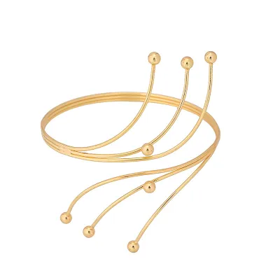 Women Fashion Metal Multi-Layer Round Bead Diamond Opening Bracelet