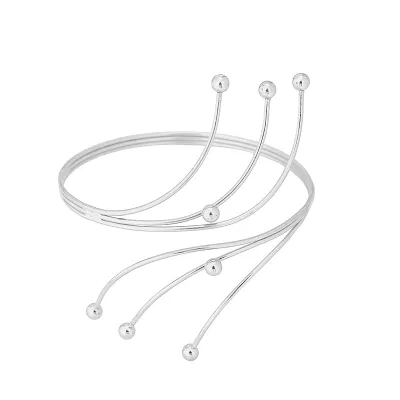Women Fashion Metal Multi-Layer Round Bead Diamond Opening Bracelet