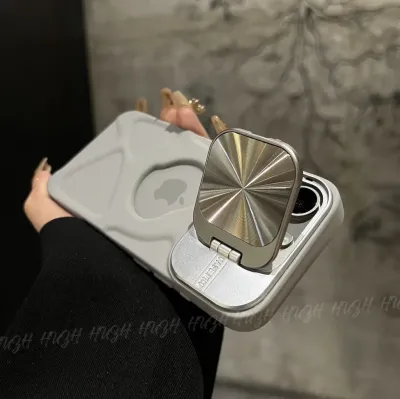 Women Fashionable Simple Solid Color Bracket Cover Magnetic iPhone Case