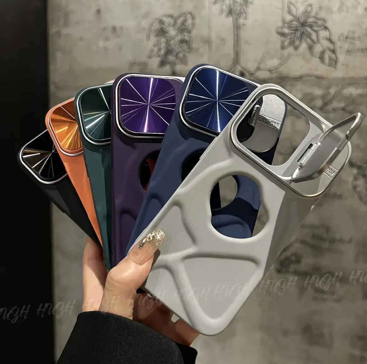 Women Fashionable Simple Solid Color Bracket Cover Magnetic iPhone Case
