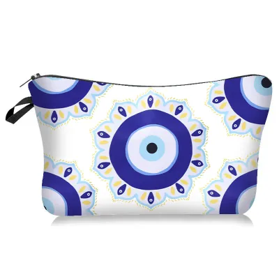 Women Evil Eye Printed Cosmetic Storage Bag Polyester Makeup Organizer