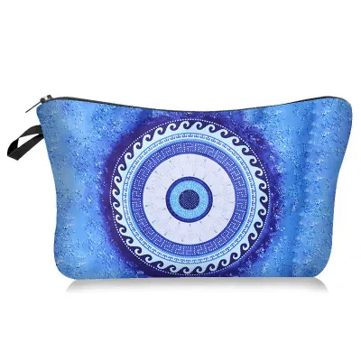 Women Evil Eye Printed Cosmetic Storage Bag Polyester Makeup Organizer