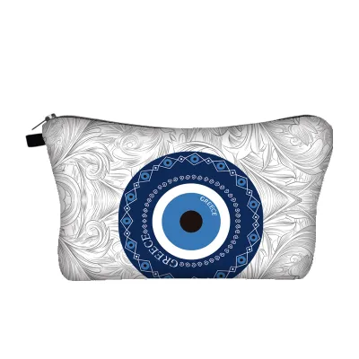 Women Evil Eye Printed Cosmetic Storage Bag Polyester Makeup Organizer