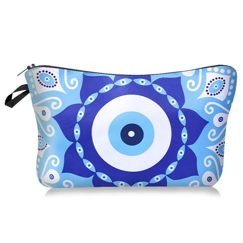 Women Evil Eye Printed Cosmetic Storage Bag Polyester Makeup Organizer