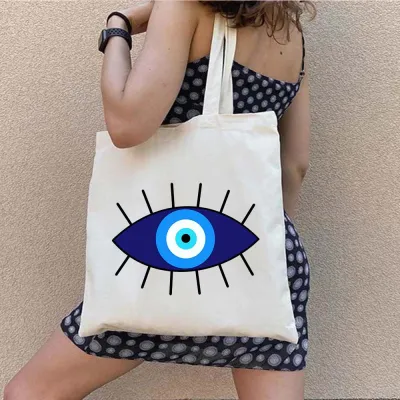 Fashion Evil Eye Printed Canvas Bag