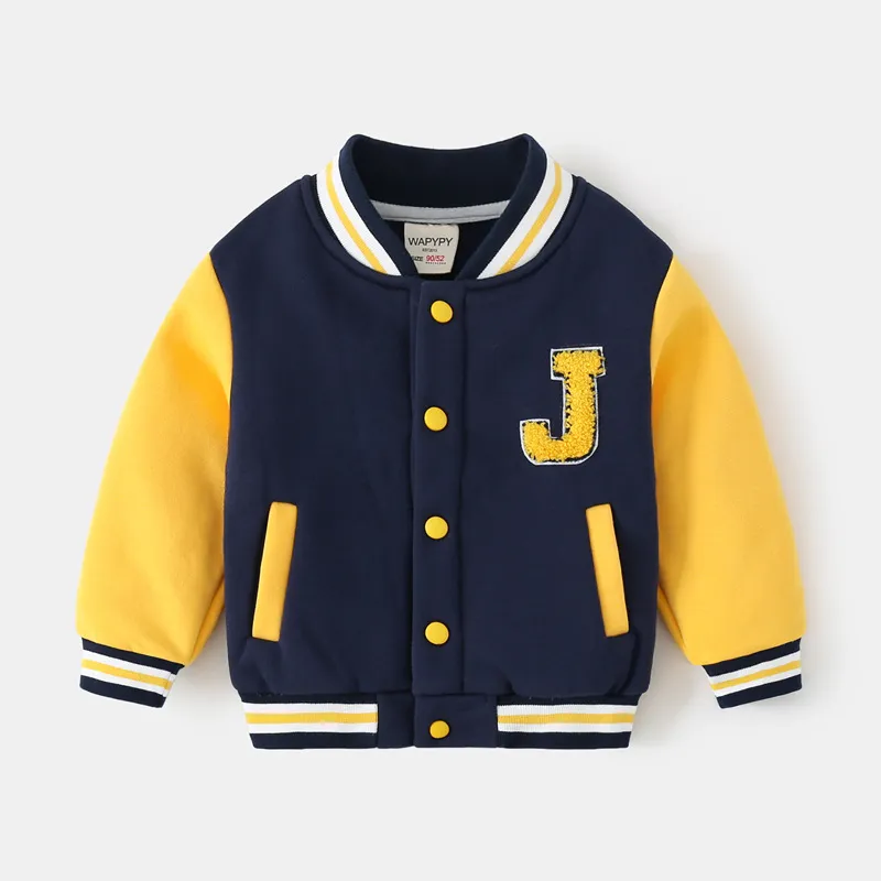 Kids Toddler Boys Casual Sports Letter Print Fleece Long Sleeve Baseball Jacket